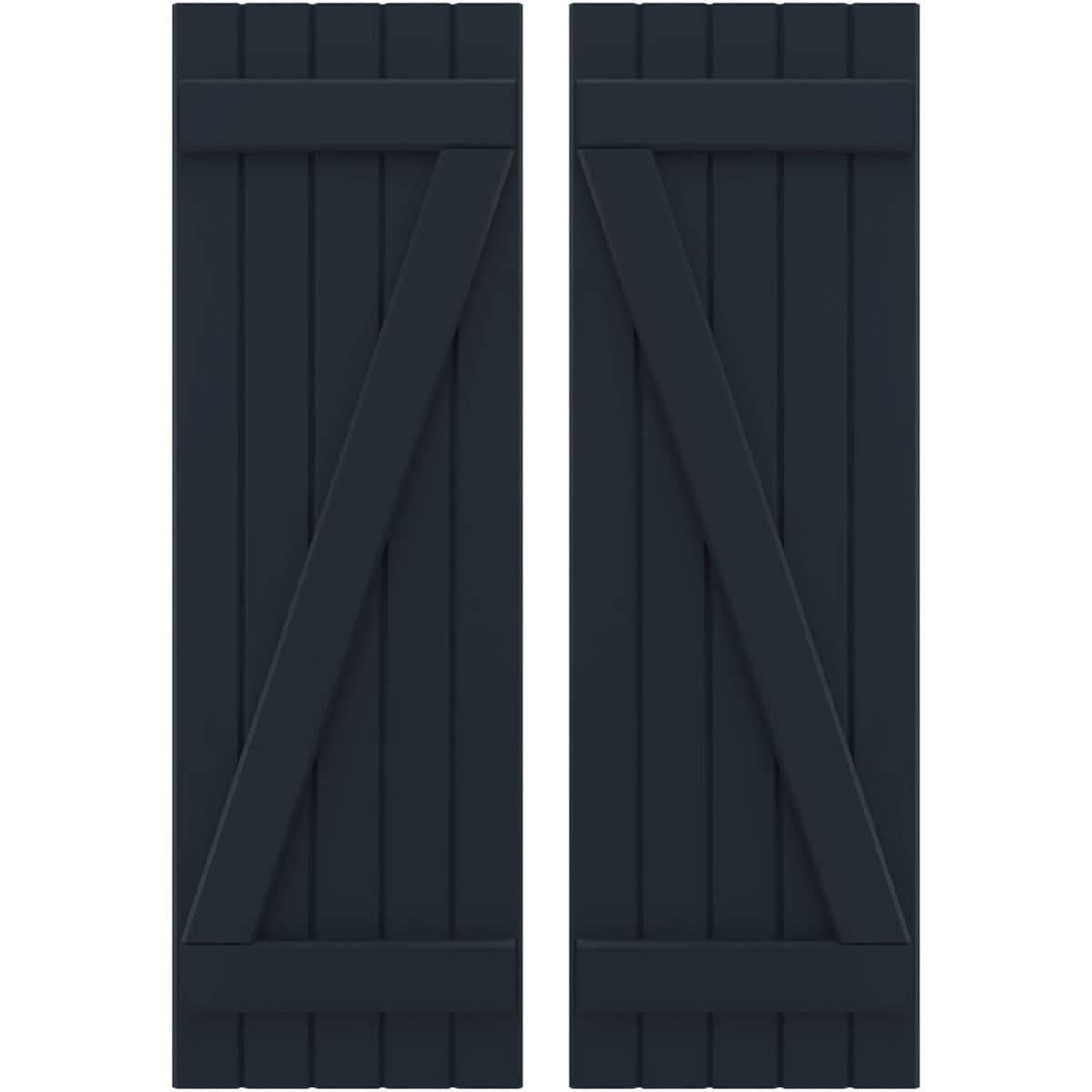 Ekena Millwork 17.5-in W x 50-in H Starless Night Blue Paintable/Stainable Board and batten Framed Wood Exterior Shutters ( 2 -Pack )