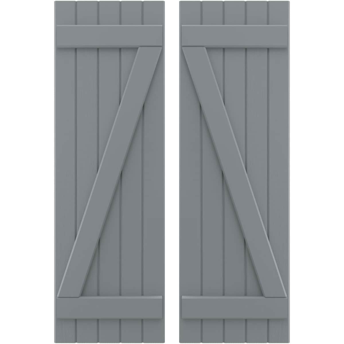 Ekena Millwork 17.5-in W x 62-in H Ocean Swell Paintable/Stainable Board and batten Spaced with z-bar Wood Exterior Shutters ( 2 -Pack )