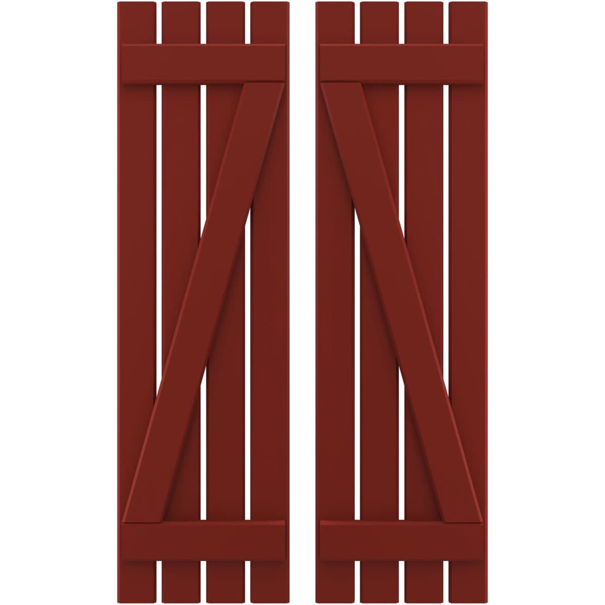 Ekena Millwork 15.5-in W x 44-in H Pepper Red Board and batten Spaced with z-bar Wood Exterior Shutters ( 2 -Pack )