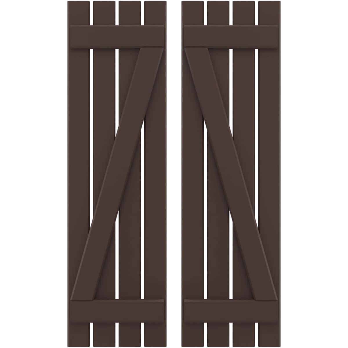 Ekena Millwork 15.5-in W x 66-in H Raisin Brown Board and batten Wood Exterior Shutters ( 2 -Pack )
