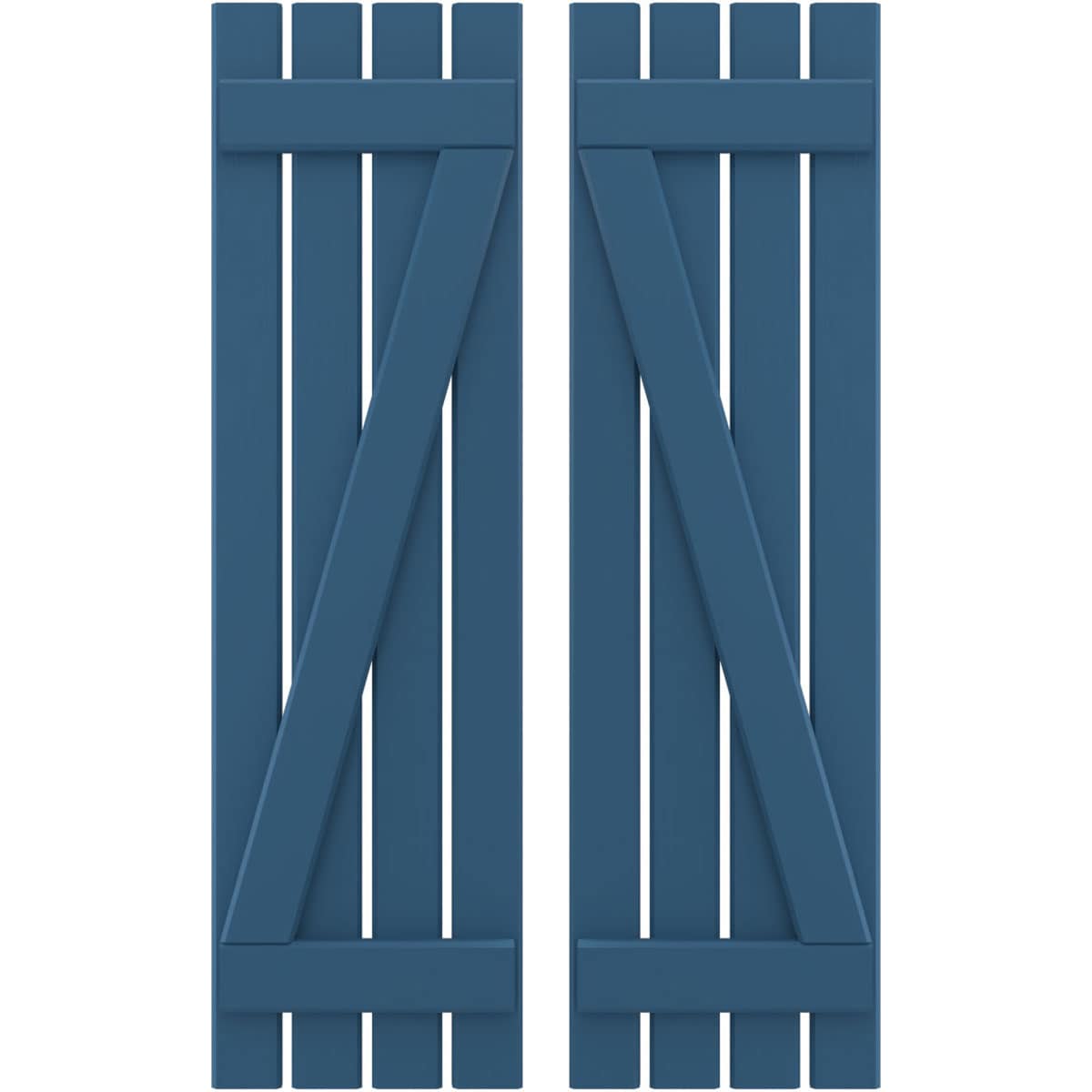 Ekena Millwork 15.5-in W x 81-in H Sojourn Blue Board and batten Spaced with z-bar Wood Exterior Shutters ( 2 -Pack )