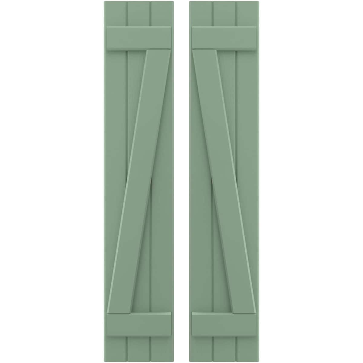 Ekena Millwork 10.5-in W x 80-in H Track Green Paintable/Stainable Board and batten Spaced Wood Exterior Shutters ( 2 -Pack )