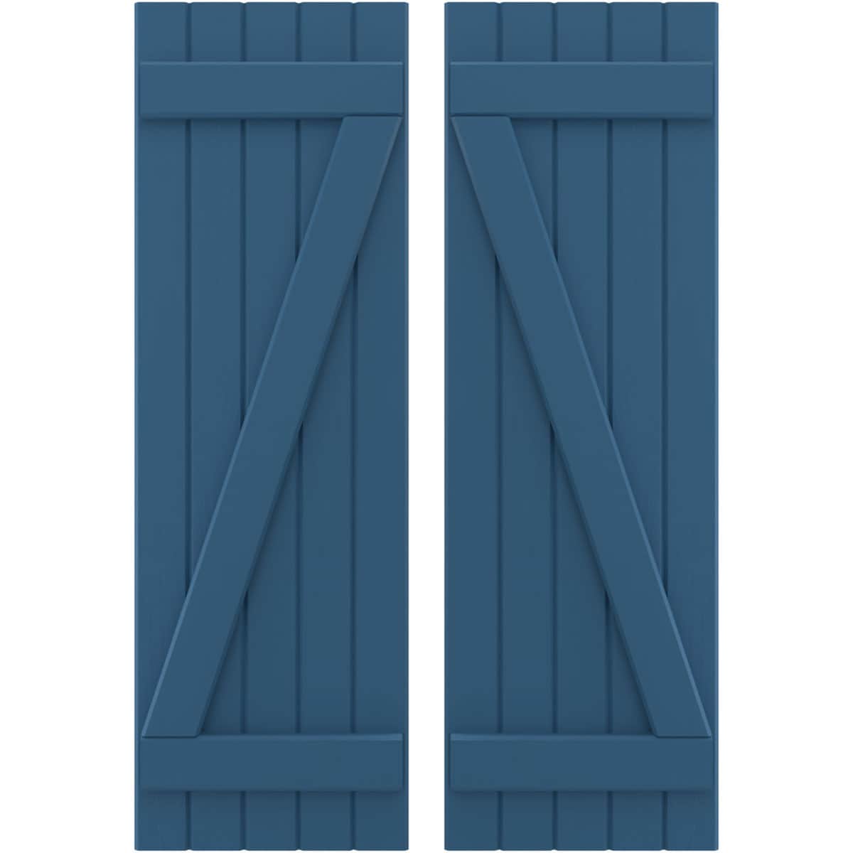 Ekena Millwork 17.5-in W x 78-in H Sojourn Blue Paintable/Stainable Board and batten Wood Exterior Shutters ( 2 -Pack )
