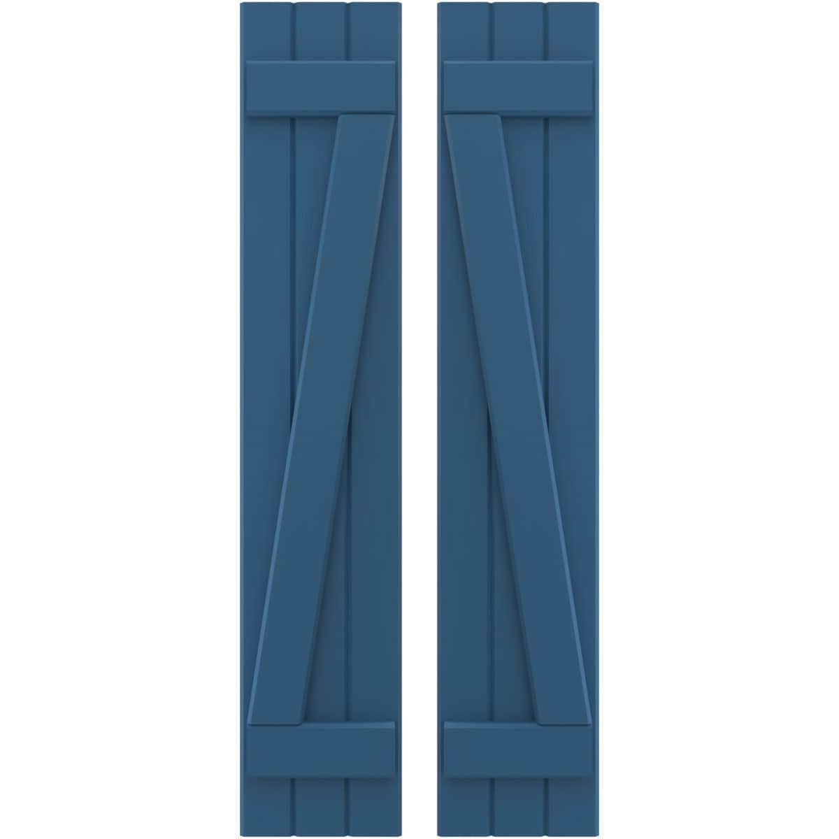 Ekena Millwork 10.5-in W x 81-in H Sojourn Blue Paintable/Stainable Board and batten Spaced with z-bar Wood Exterior Shutters ( 2 -Pack )