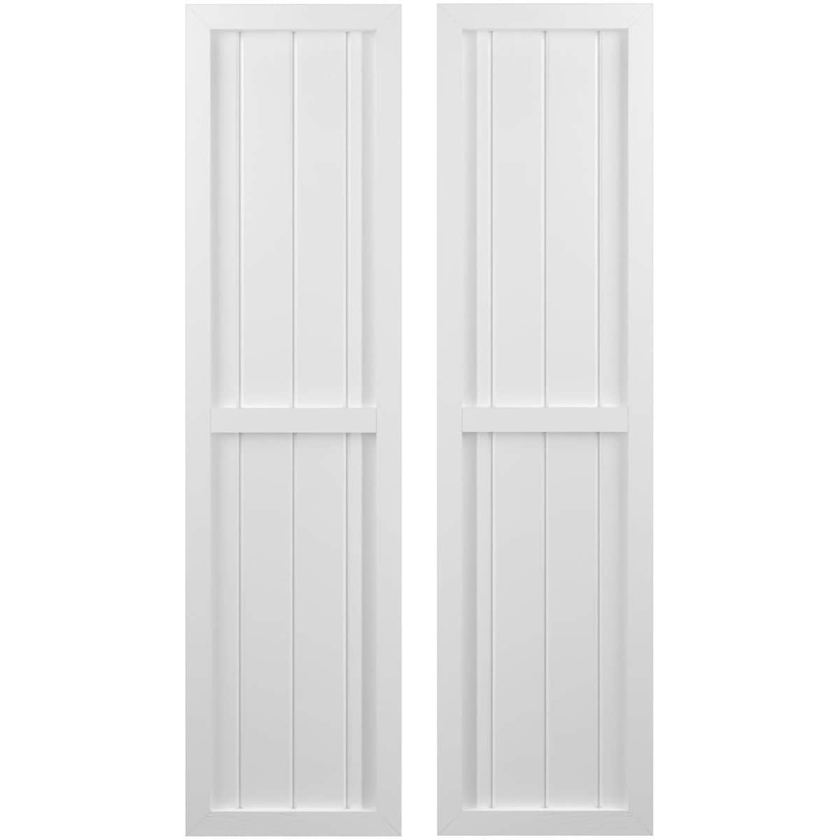Ekena Millwork 14-in W x 71-in H White Paintable/Stainable Board and batten Wood Exterior Shutters ( 2 -Pack )