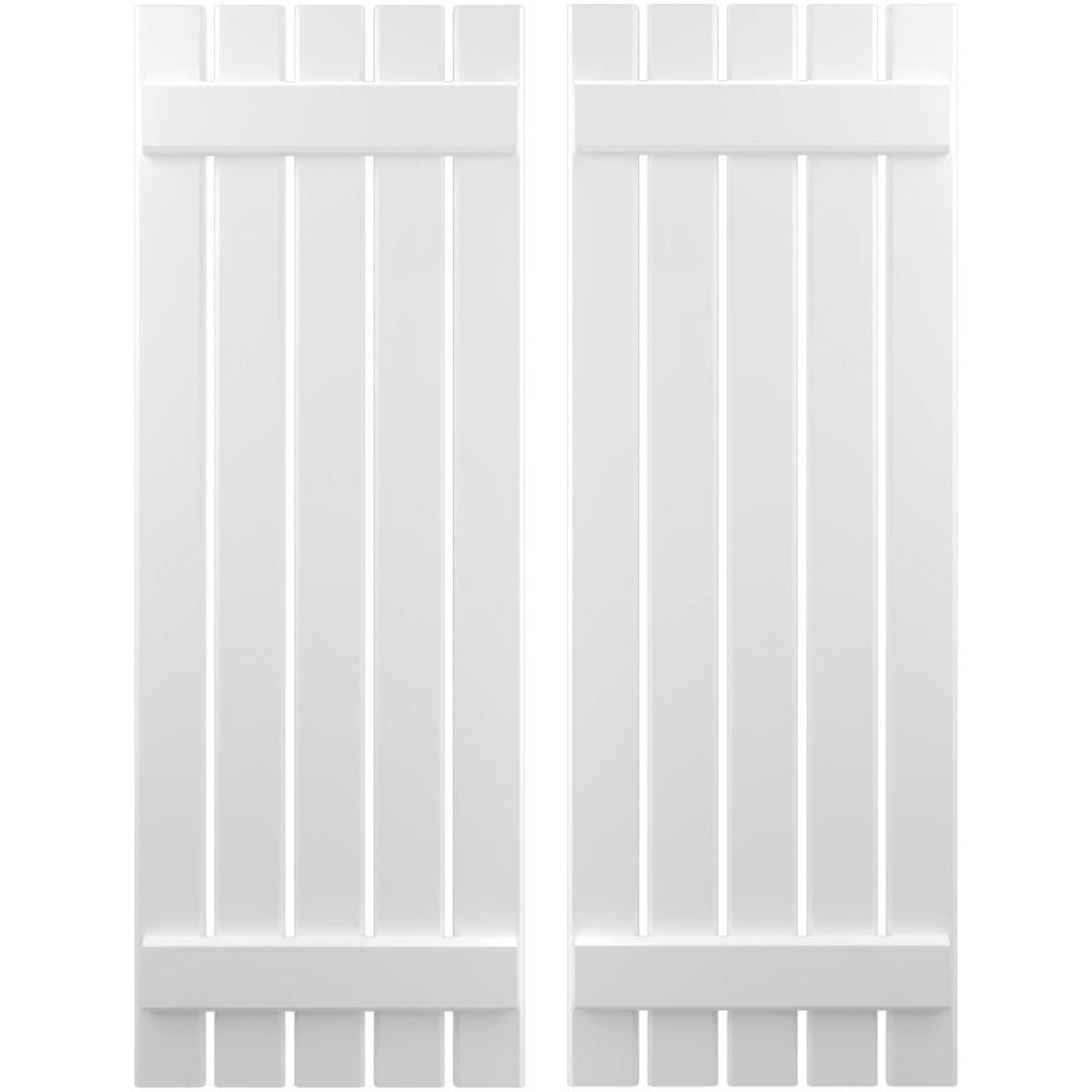 Ekena Millwork 19.5-in W x 78-in H White Paintable/Stainable Board and batten Wood Exterior Shutters ( 2 -Pack )