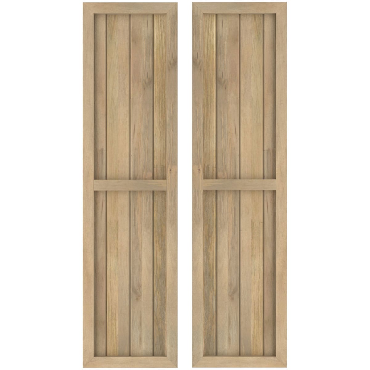 Ekena Millwork 14-in W x 79-in H Unfinished Paintable/Stainable Board and batten Wood Exterior Shutters ( 2 -Pack )