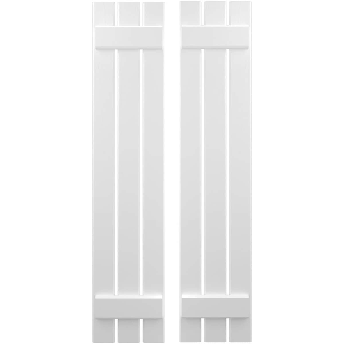 Ekena Millwork 11.5-in W x 66-in H White Paintable/Stainable Board and batten Spaced Wood Exterior Shutters ( 2 -Pack )