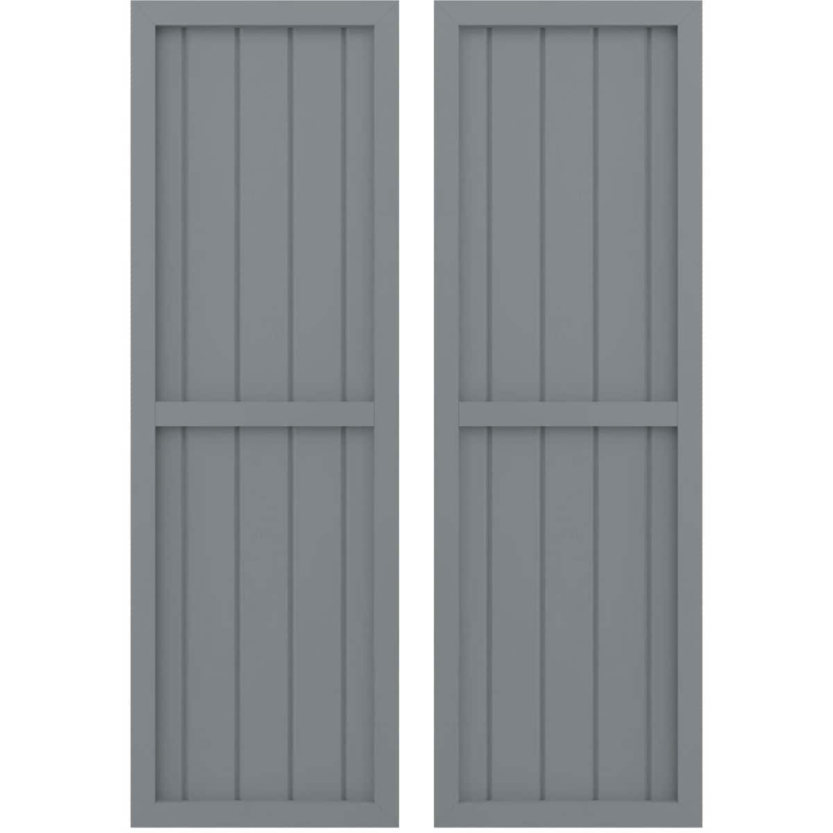 Ekena Millwork 17.5-in W x 80-in H Ocean Swell Paintable/Stainable Board and batten Spaced with z-bar Wood Exterior Shutters ( 2 -Pack )