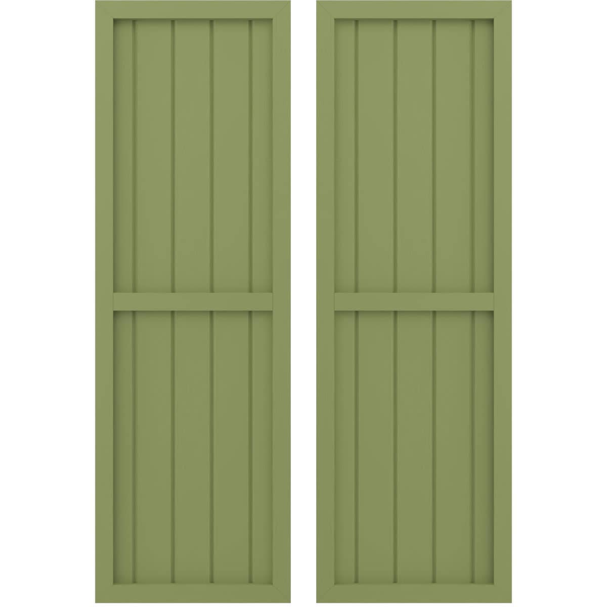 Ekena Millwork 17.5-in W x 68-in H Moss Green Paintable/Stainable Board and batten Z-bar Wood Exterior Shutters ( 2 -Pack )