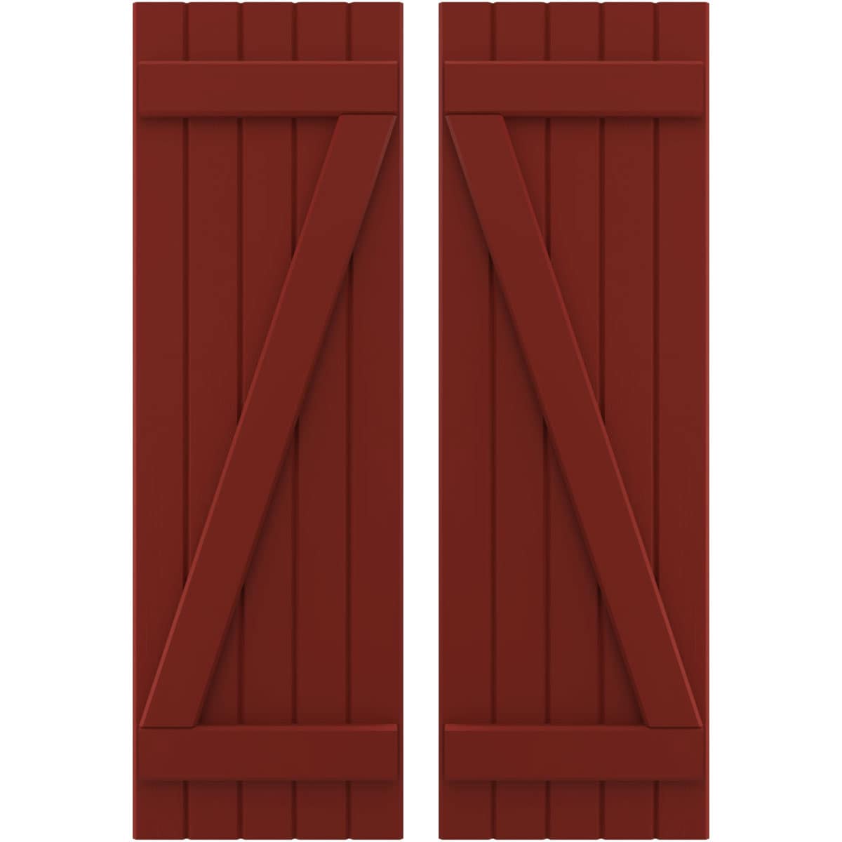 Ekena Millwork 17.5-in W x 38-in H Pepper Red Paintable/Stainable Board and batten Framed Wood Exterior Shutters ( 2 -Pack )