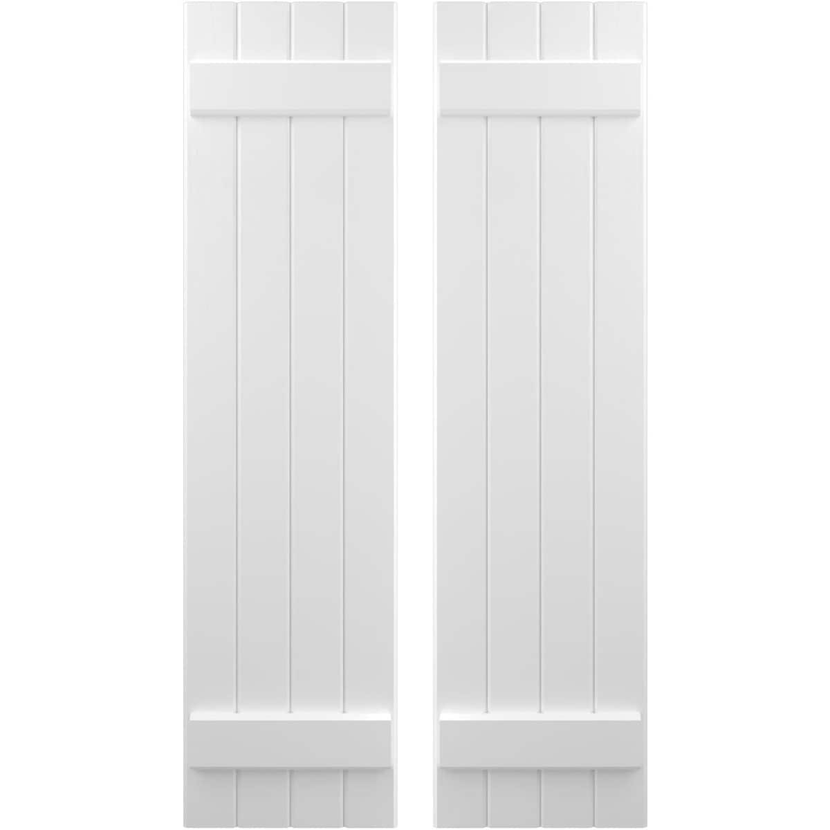 Ekena Millwork 14-in W x 70-in H White Paintable/Stainable Board and batten Wood Exterior Shutters ( 2 -Pack )