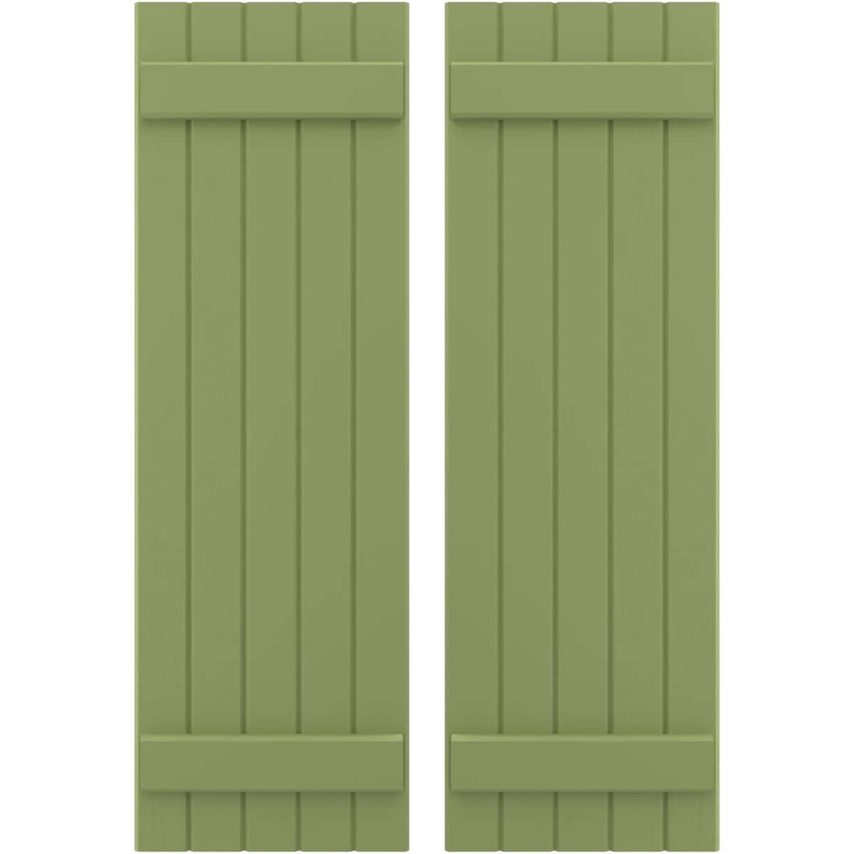 Ekena Millwork 17.5-in W x 34-in H Moss Green Paintable/Stainable Board and batten Framed Wood Exterior Shutters ( 2 -Pack )