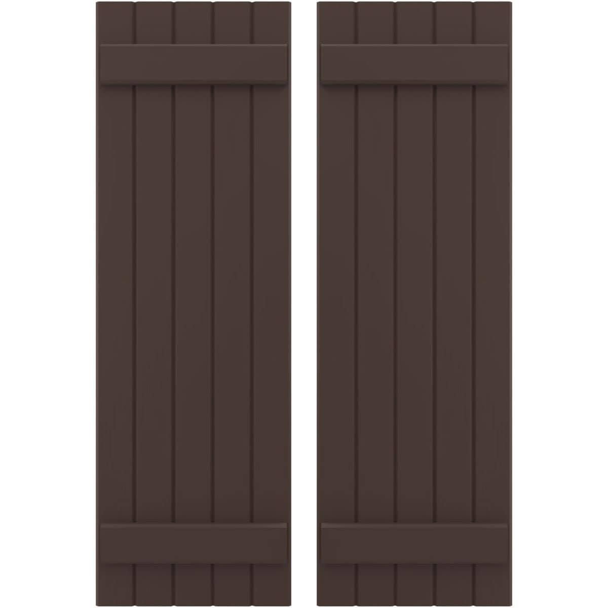 Ekena Millwork 17.5-in W x 38.0-in H Raisin Brown Paintable/Stainable Board and batten Wood Exterior Shutters ( 2 -Pack )