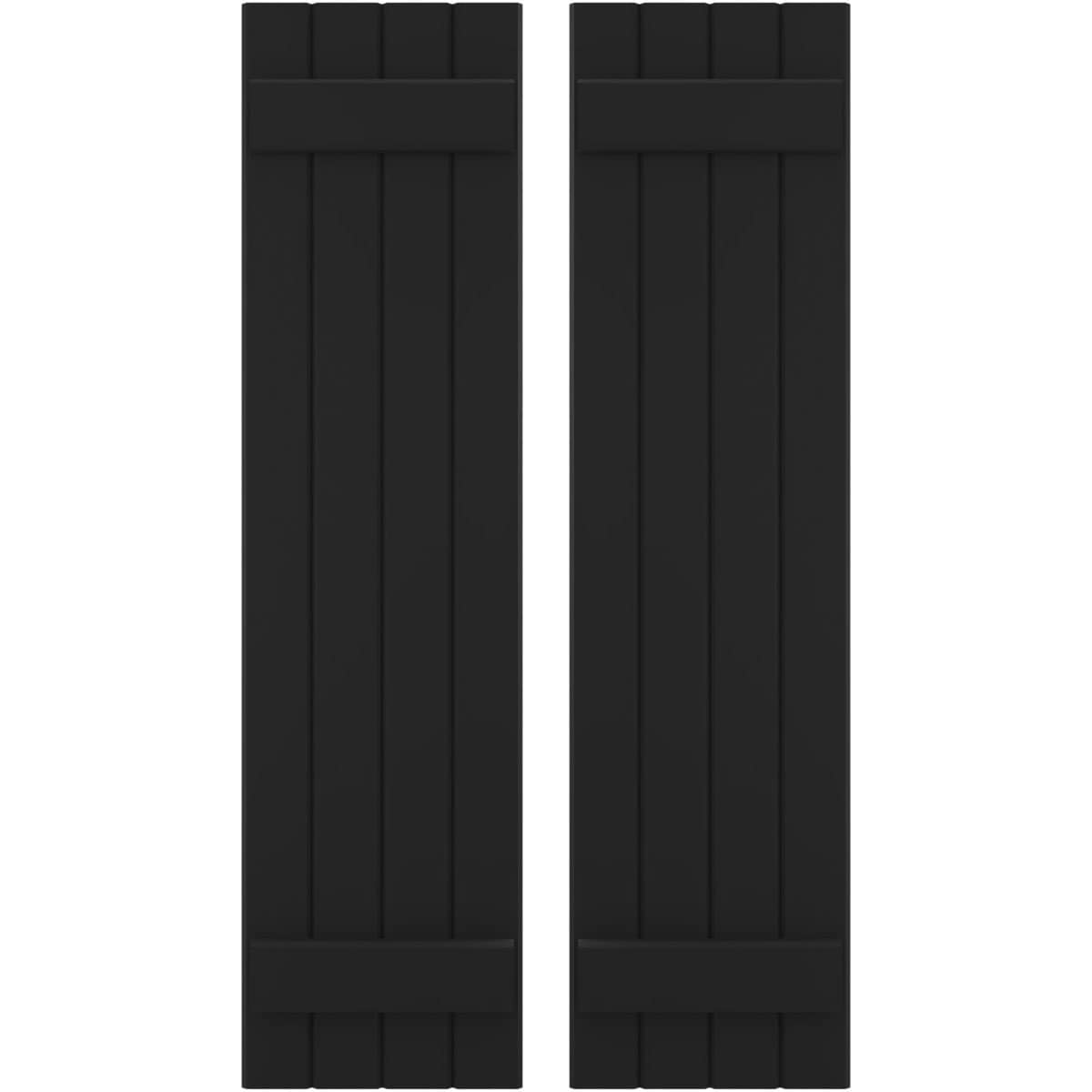 Ekena Millwork 14-in W x 80-in H Black Paintable/Stainable Board and batten Z-bar Wood Exterior Shutters ( 2 -Pack )