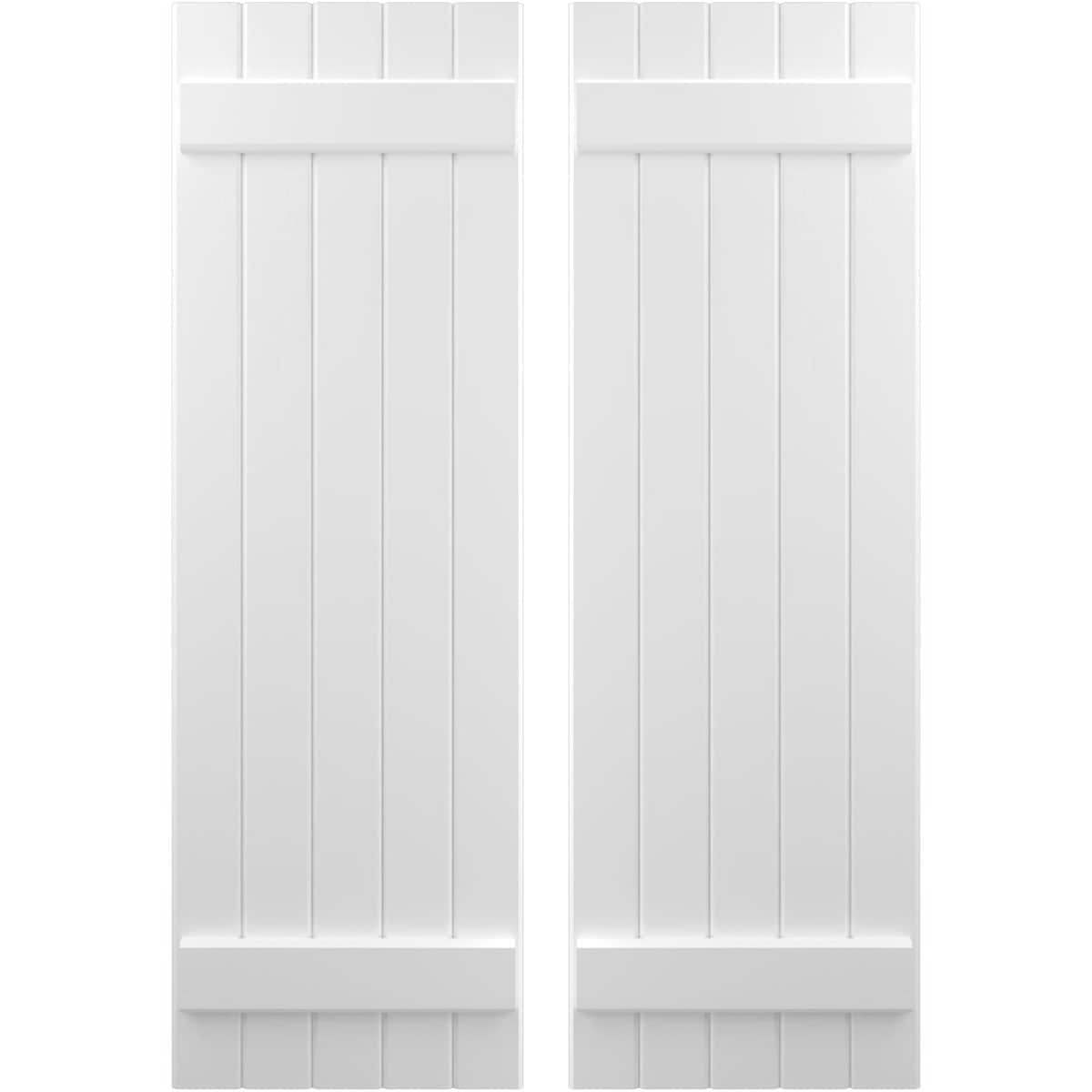 Ekena Millwork 17.5-in W x 34-in H White Paintable/Stainable Board and batten Spaced with z-bar Wood Exterior Shutters ( 2 -Pack )