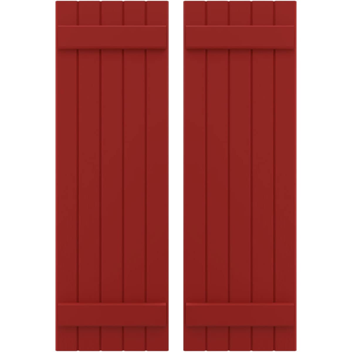 Ekena Millwork 17.5-in W x 37.0-in H Fire Red Paintable/Stainable Board and batten Framed Wood Exterior Shutters ( 2 -Pack )
