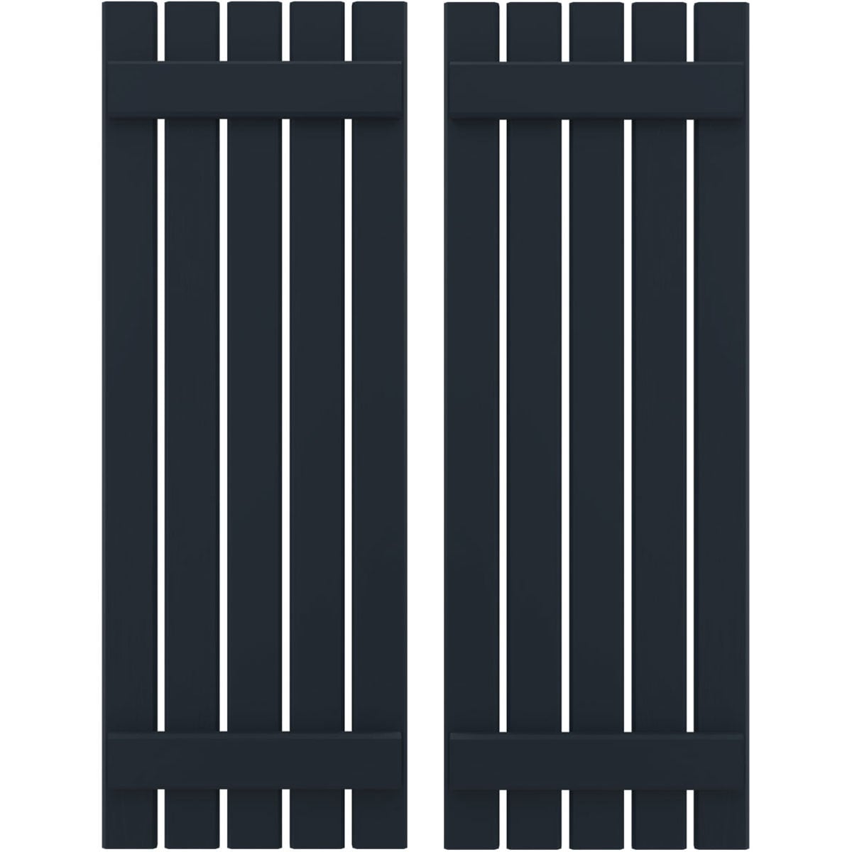 Ekena Millwork 19.5-in W x 57-in H Starless Night Blue Board and batten Spaced with z-bar Wood Exterior Shutters ( 2 -Pack )