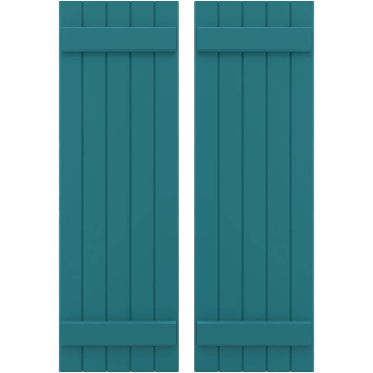 Ekena Millwork 17.5-in W x 57-in H Antigua Paintable/Stainable Board and batten Wood Exterior Shutters ( 2 -Pack )