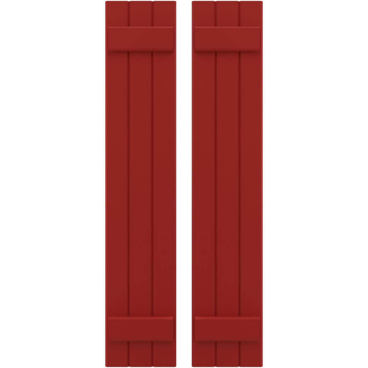 Ekena Millwork 10.5-in W x 72-in H Fire Red Paintable/Stainable Board and batten Wood Exterior Shutters ( 2 -Pack )