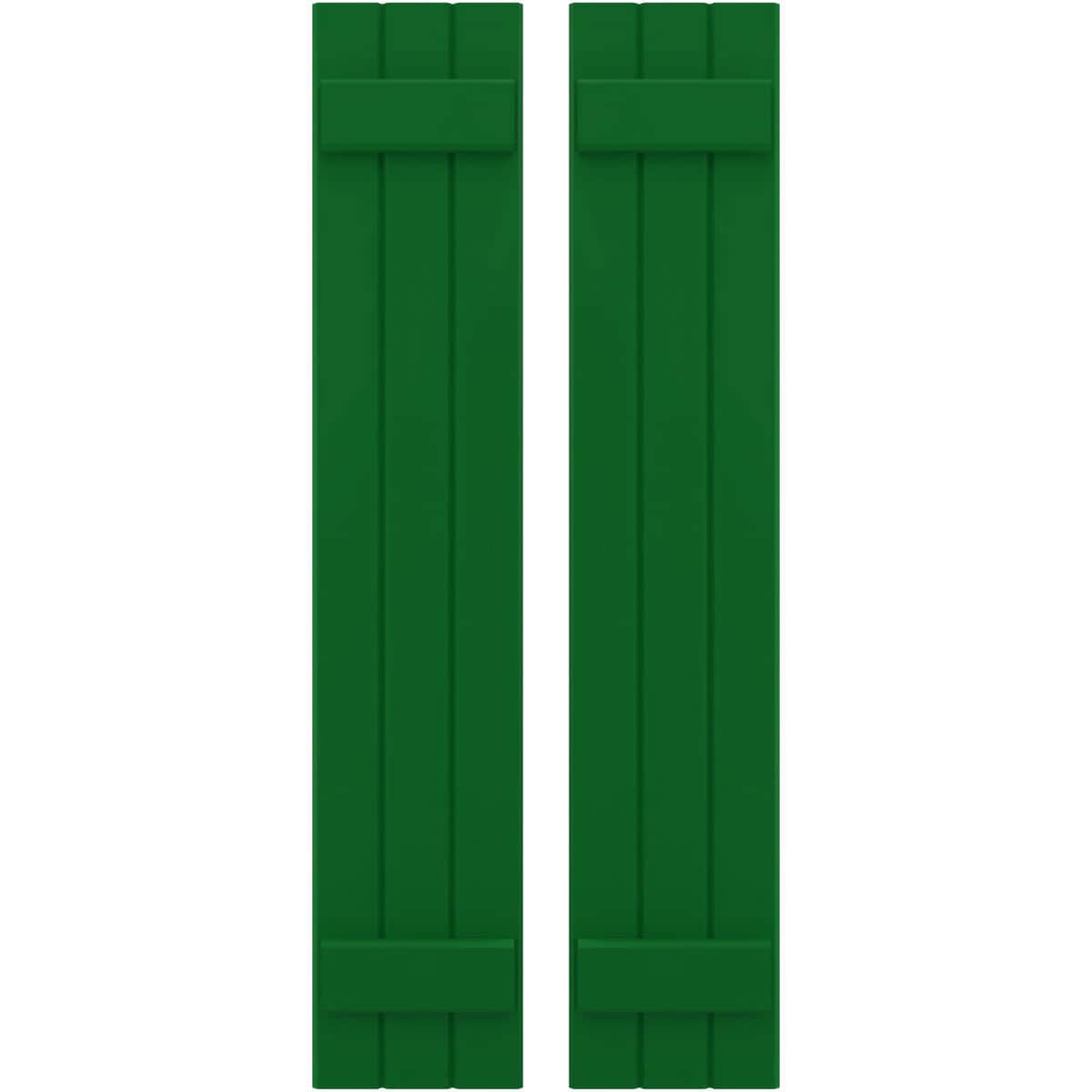 Ekena Millwork 10.5-in W x 54-in H Viridian Green Paintable/Stainable Board and batten Wood Exterior Shutters ( 2 -Pack )