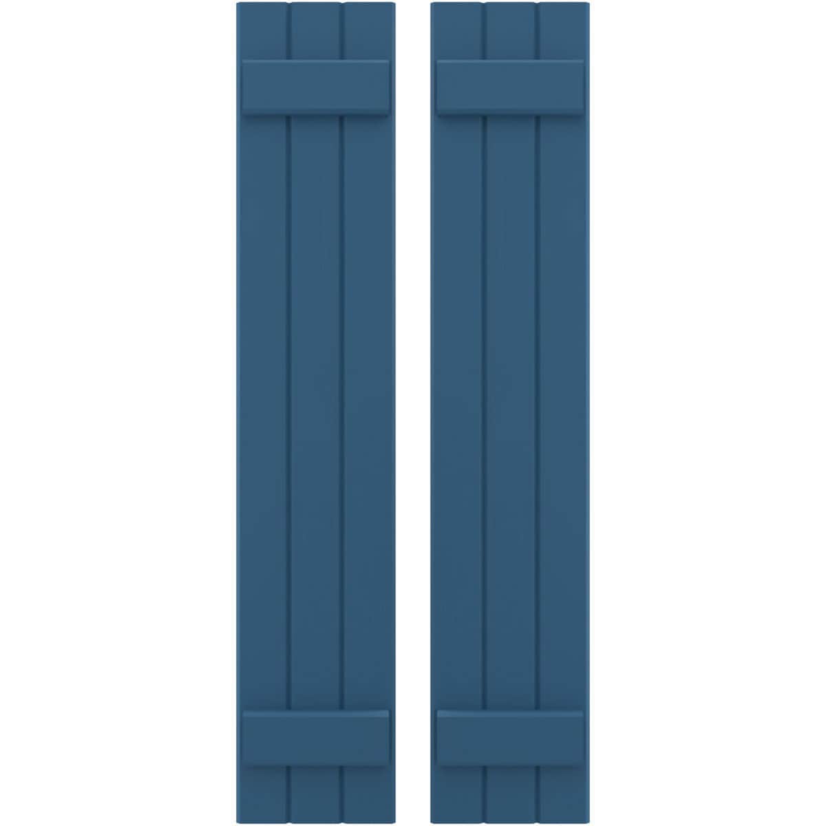 Ekena Millwork 10.5-in W x 75-in H Sojourn Blue Paintable/Stainable Board and batten Wood Exterior Shutters ( 2 -Pack )