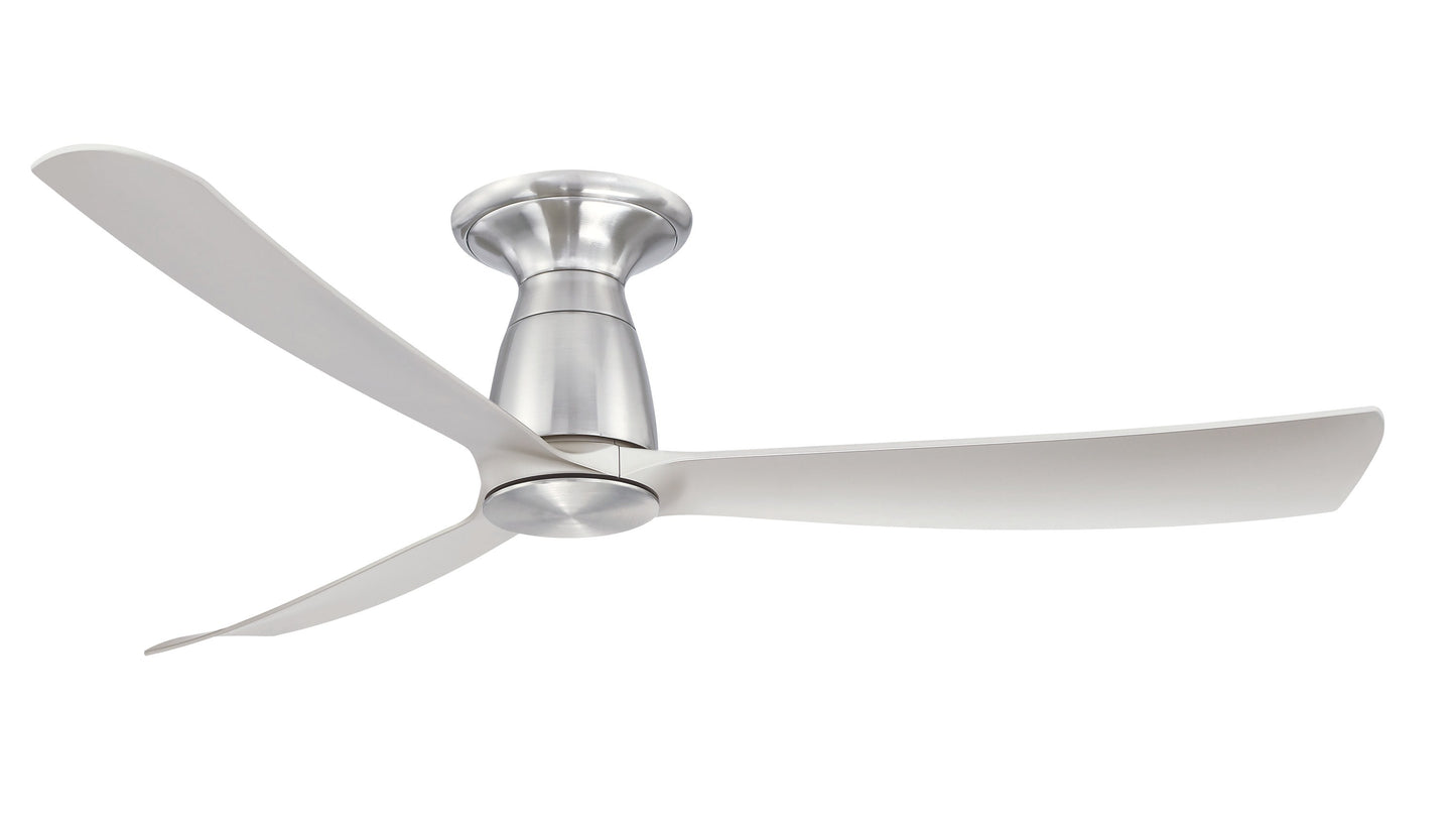 Fanimation Kute 52-in Brushed Nickel with Brushed Nickel Blades Covered Outdoor Flush Mount Smart Propeller Ceiling Fan Light Kit Compatible and Remote Included 3 -Blade