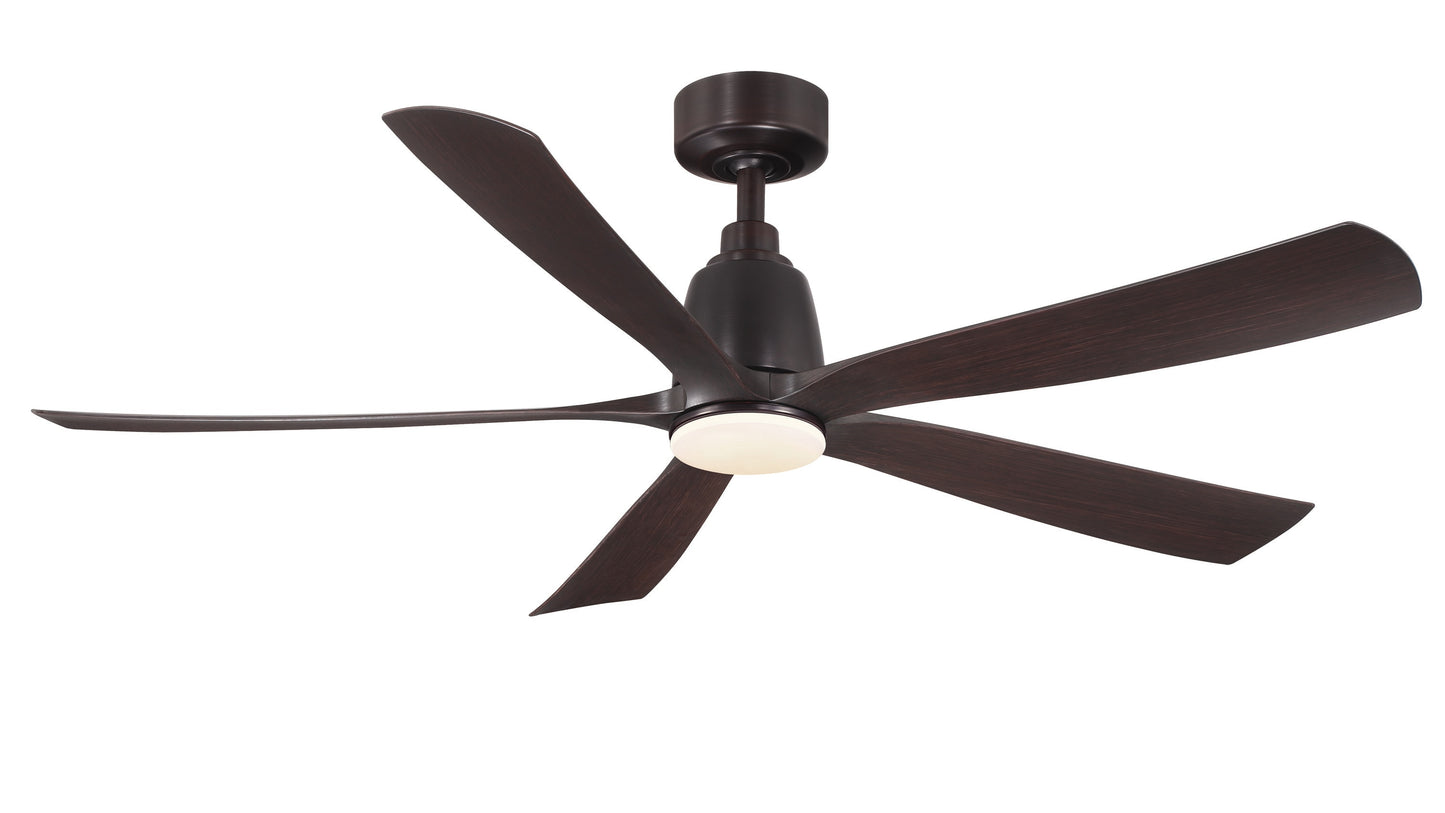 Fanimation Kute5 52-in Dark Bronze with Dark Walnut Blades Color-changing Integrated LED Indoor/Outdoor Smart Ceiling Fan with Light and Remote (5-Blade) FPD5534DZ-LK