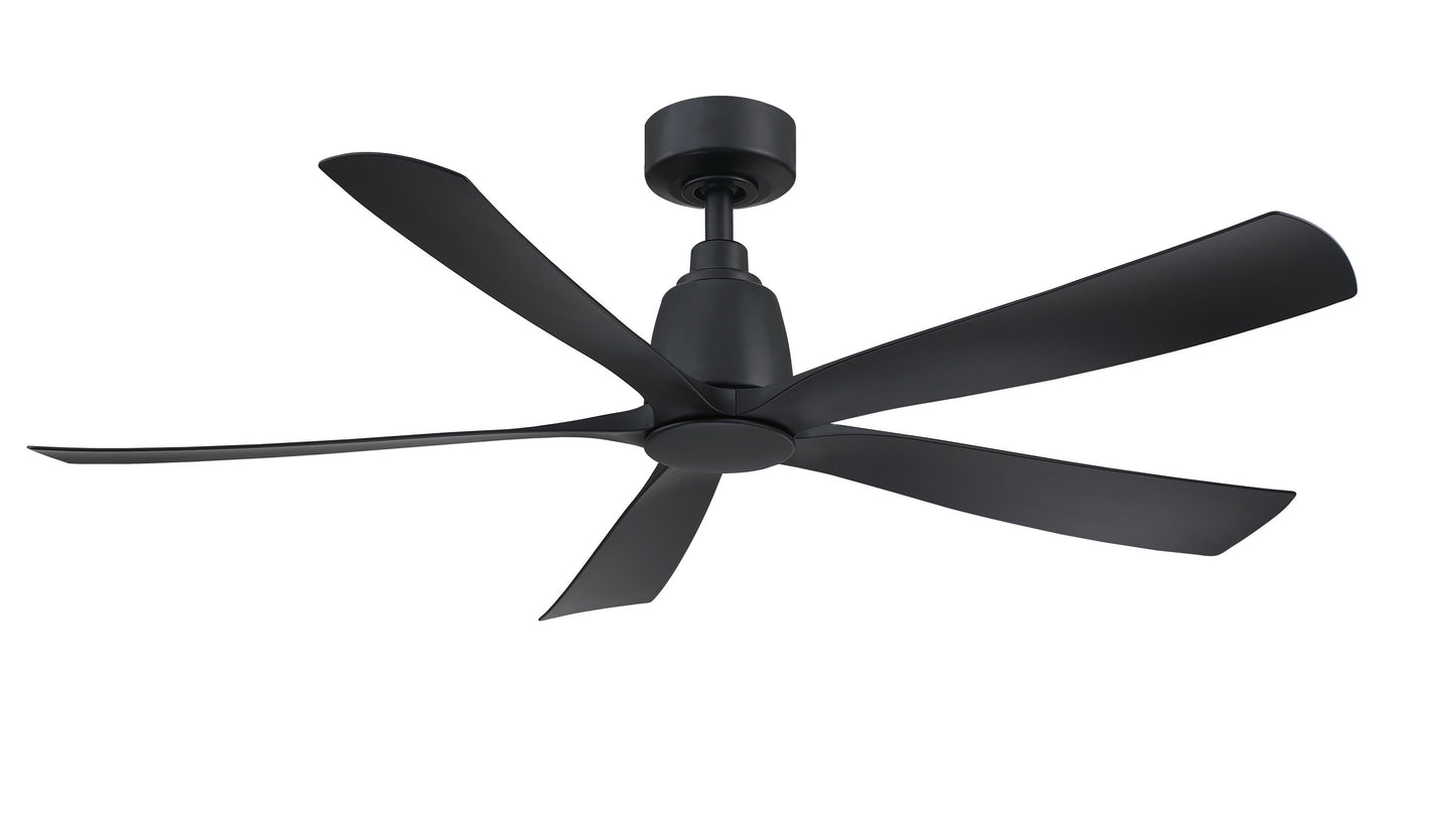 Fanimation Kute5 52-in Black with Black Blades Covered Outdoor Smart Ceiling Fan Light Kit Compatible and Remote Included 5 -Blade