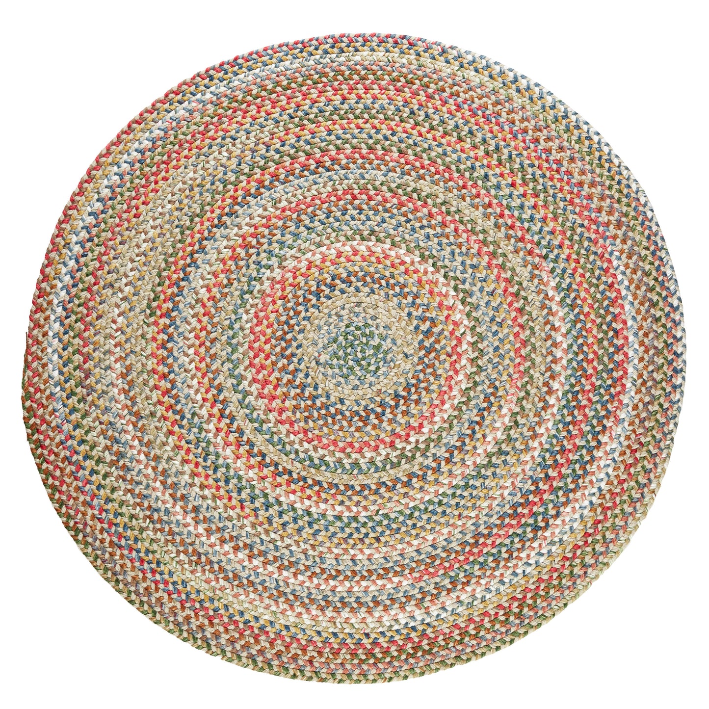 Rhody Rug 8 x 8 (ft) Braided Polypropylene Champagne Round Indoor/Outdoor Geometric Spot Clean Only Area rug