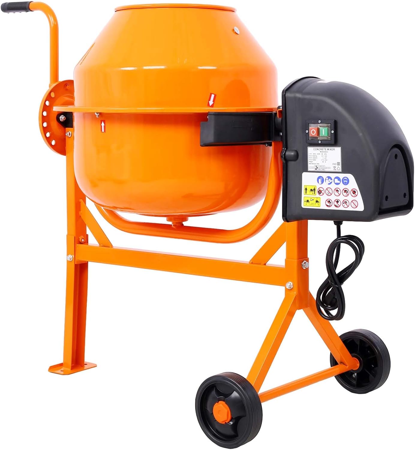 Electric Cement Mixer, 3 Cubic Ft, Portable Wheelbarrow Concrete Mixer with 550W Motor & 6-inch Wheels, 1\/3 HP Concrete Mixing Machine Tools for Stucco, Mortar, Seeds, Feed (3 Cubic Ft)