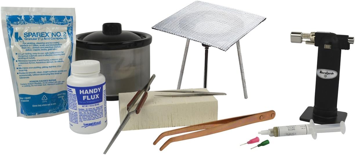 Basic Soldering Starter Kit w/ 16 Oz Pickle Pot Tweezers Micro Flame Torch Precious Metal Working Welding Jewelry Tool