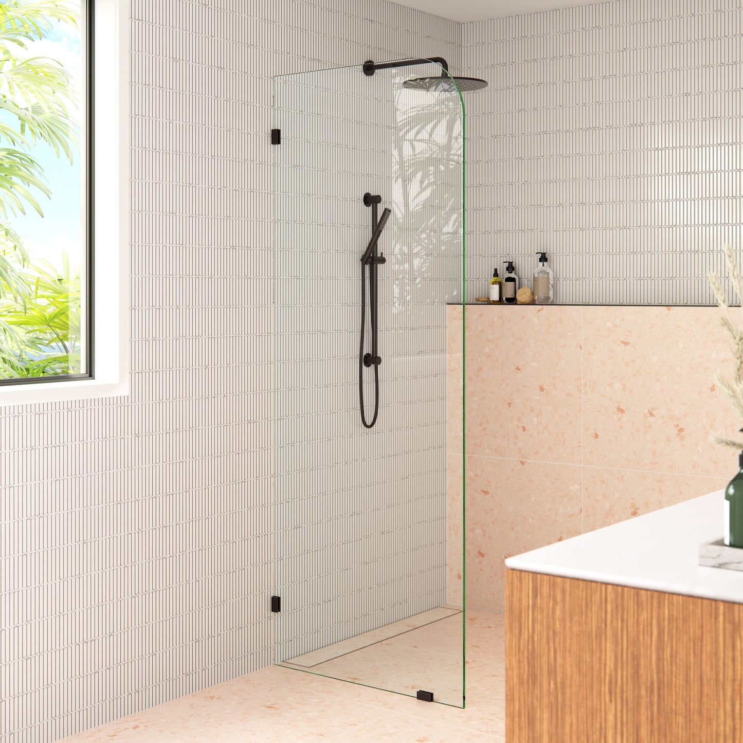 Glass Warehouse Solaris Oil Rubbed Bronze 30-in W x 78-in H Frameless Tempered Glass Fixed Shower door