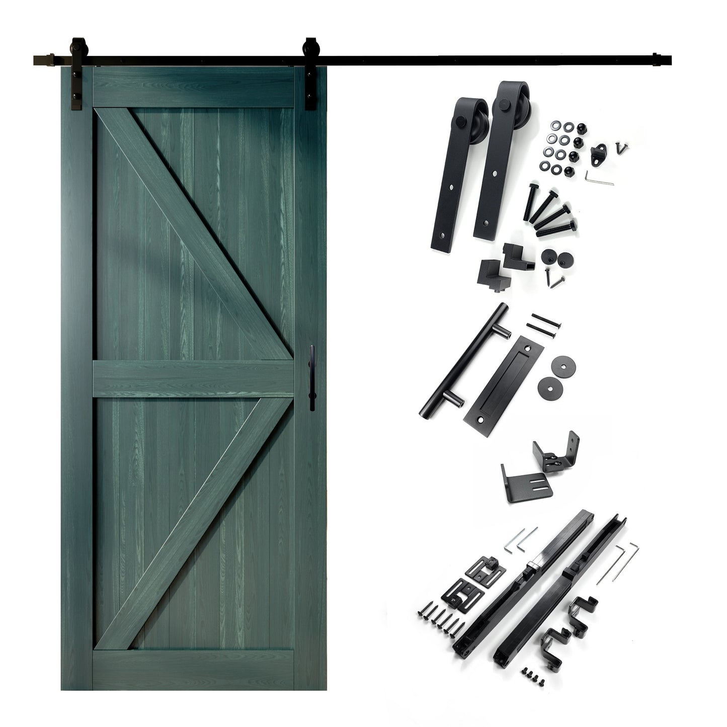 HOMACER 42-in x 84-in Royal Pine K-frame Pine Wood Solid core Single Barn Door (Hardware Included)