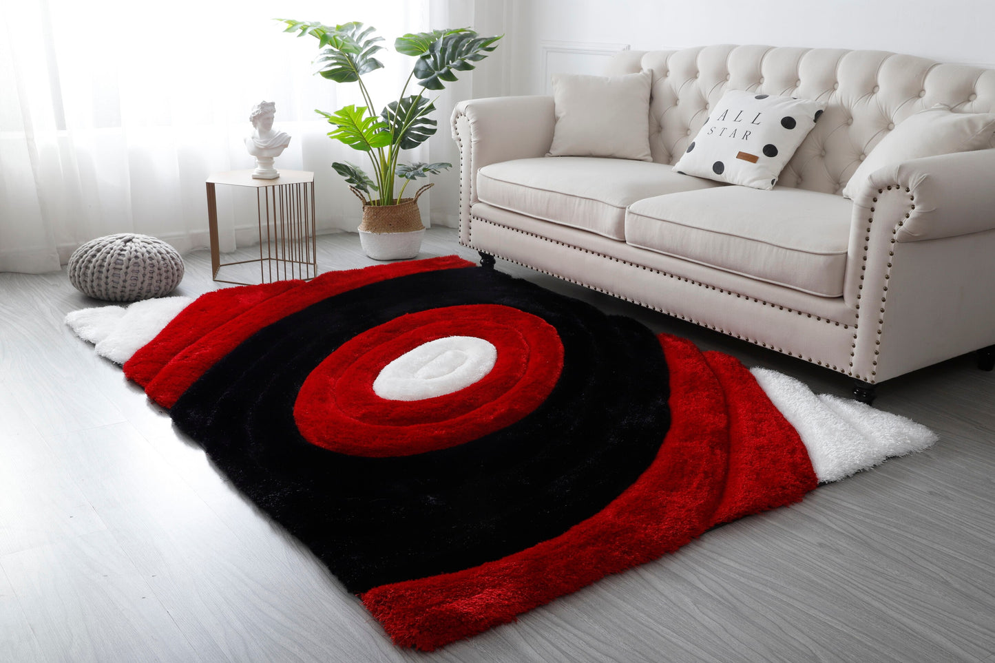 MDA Rugs Mateos 8 x 10 (ft) Polyester Red and Black Rectangular Indoor Abstract Professionally Clean Only Area rug