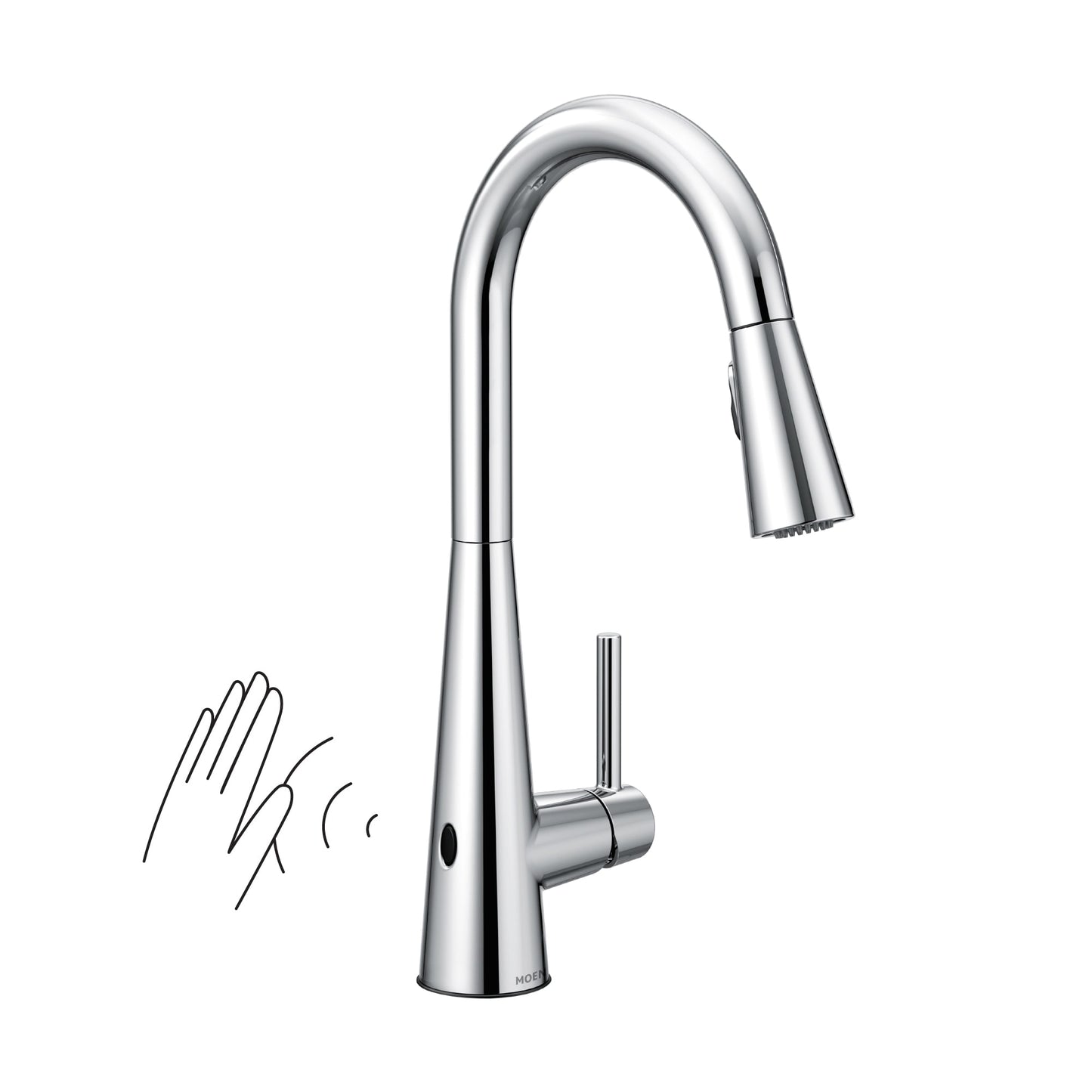 Moen Sleek Chrome Single Handle Deck-mount Touchless Pull-down Kitchen Faucet with Sprayer (Includes Deck Plate)