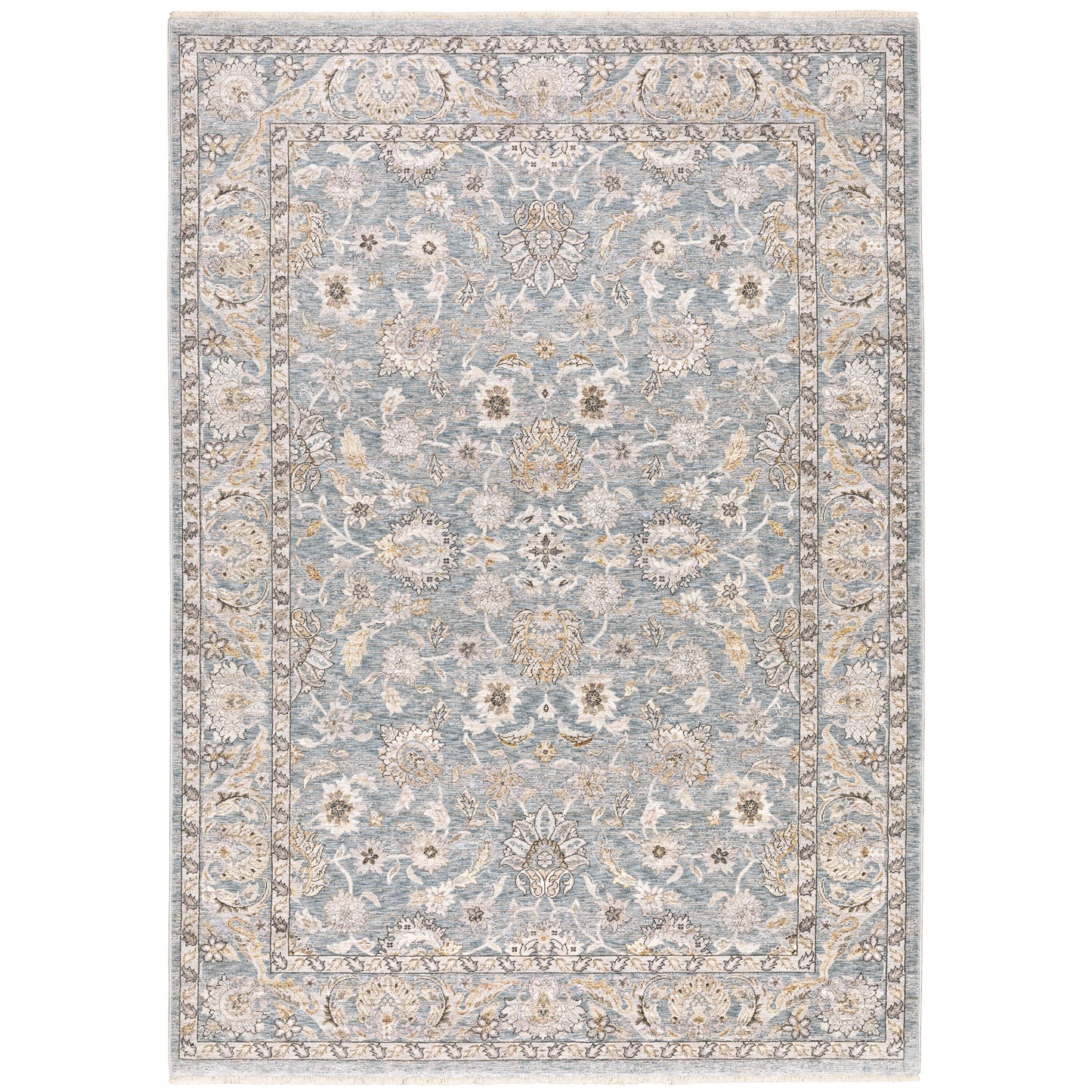 Archer Lane Cadagan 6 x 9 (ft) Loomed Polyester Blue Rectangular Indoor Floral/Botanical Persian Spot Clean Only Pet Friendly Area rug
