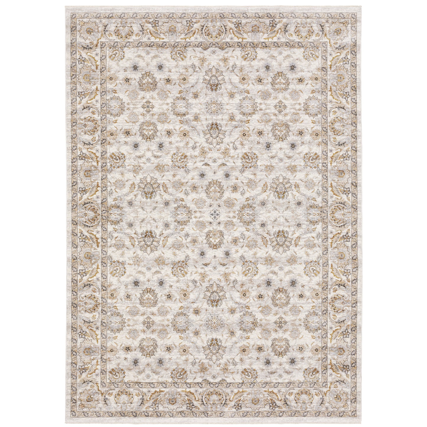 Archer Lane Cadagan 6 x 9 (ft) Loomed Polyester Ivory Rectangular Indoor Floral/Botanical Persian Spot Clean Only Pet Friendly Area rug
