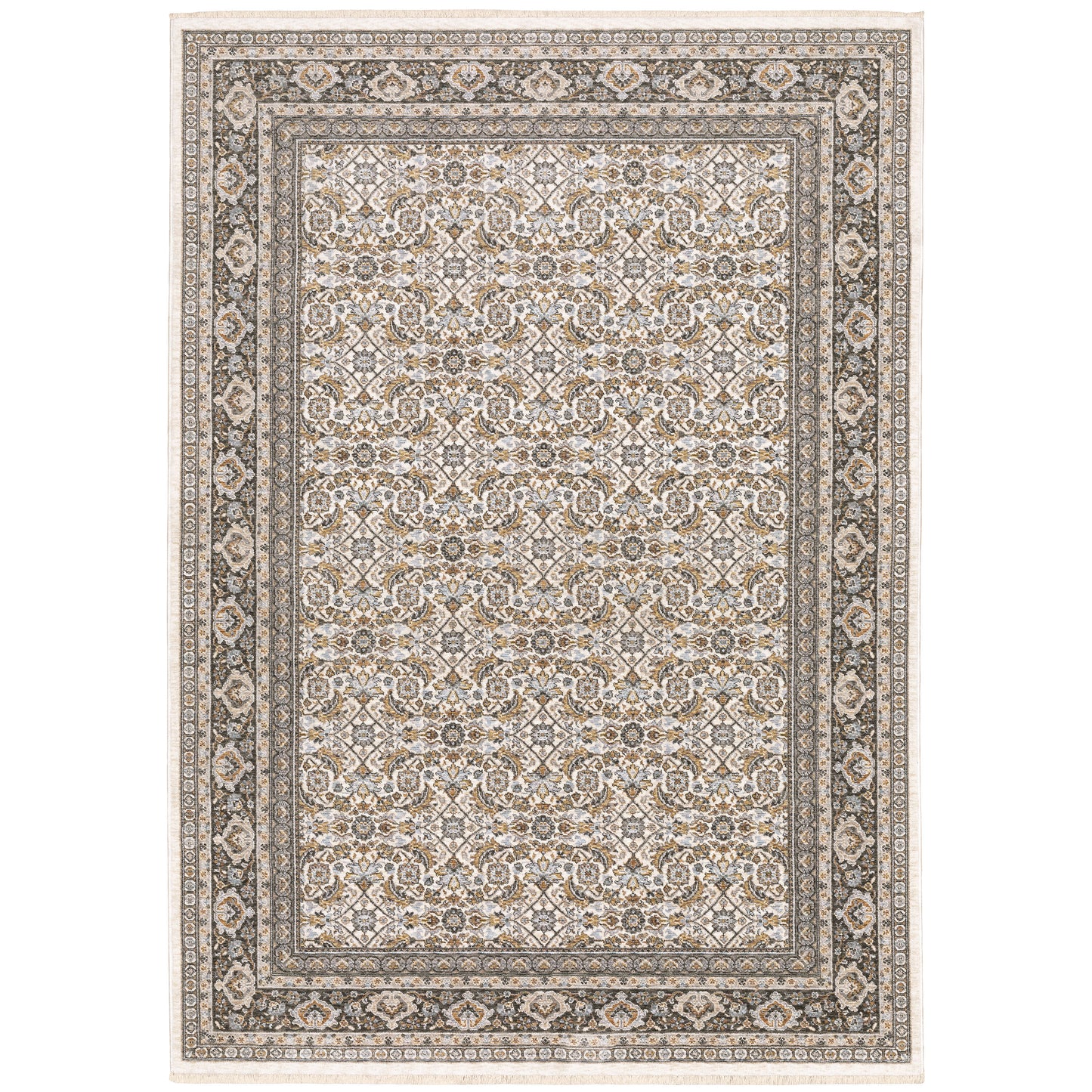 Archer Lane Integrity 6 x 9 (ft) Loomed Polyester Ivory Rectangular Indoor Floral/Botanical Persian Spot Clean Only Pet Friendly Area rug