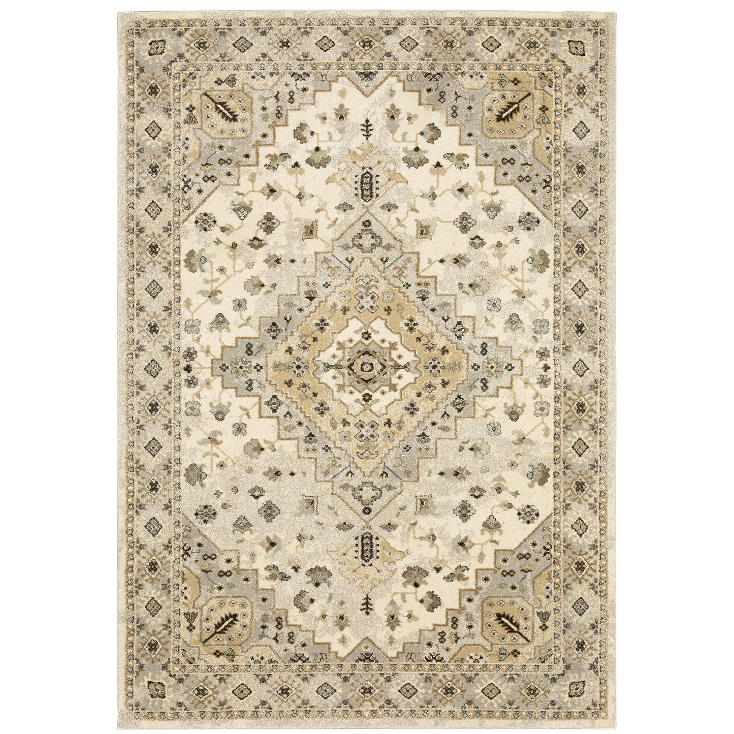 Archer Lane Cochran 6 x 9 (ft) Loomed Polypropylene Beige Rectangular Indoor Medallion Oriental Spot Clean Only Pet Friendly Area rug