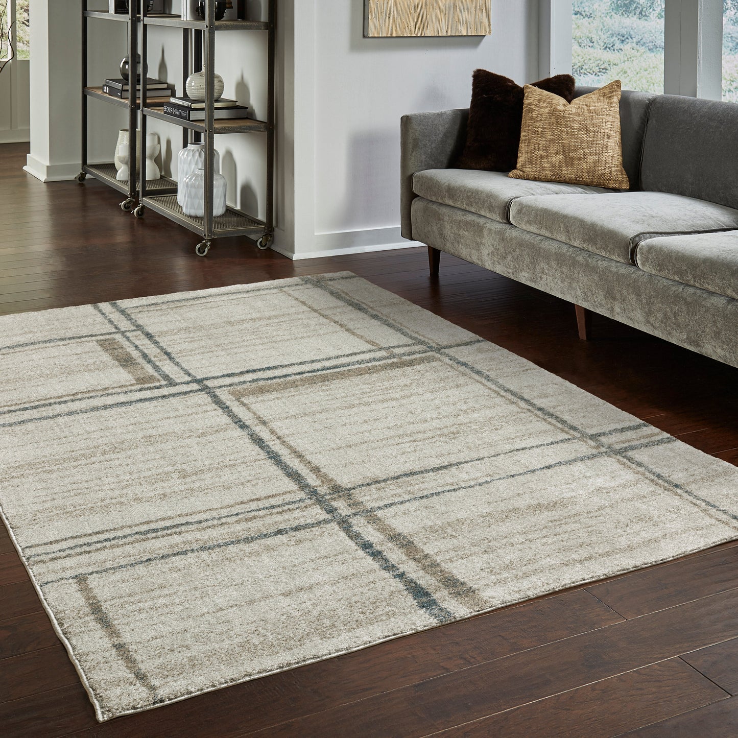 Archer Lane Joaquin 8 x 11 (ft) Loomed Polyester Beige Rectangular Indoor Geometric Rustic Spot Clean Only Pet Friendly Area rug