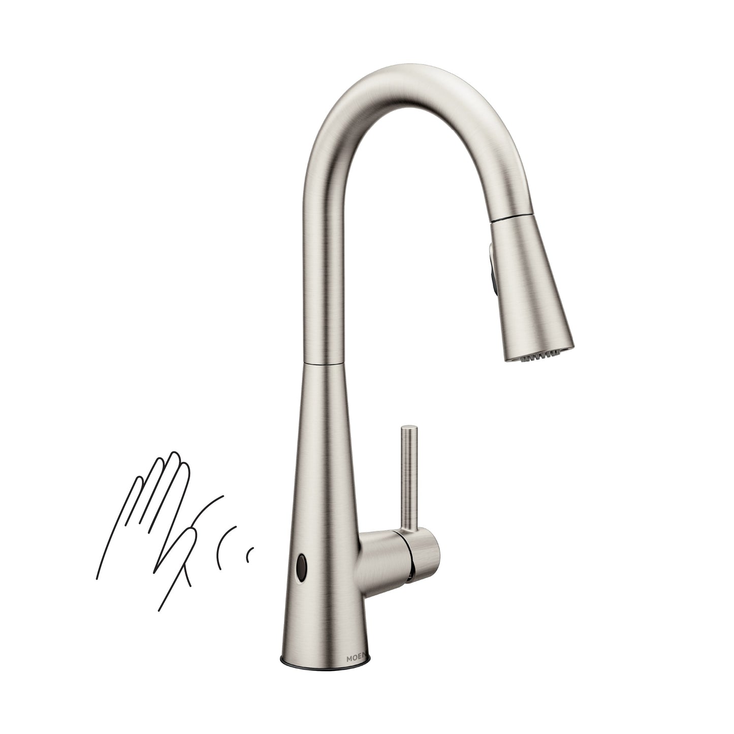 Moen Sleek Spot Resist Stainless Single Handle Deck-mount Touchless Pull-down Kitchen Faucet with Sprayer (Includes Deck Plate)