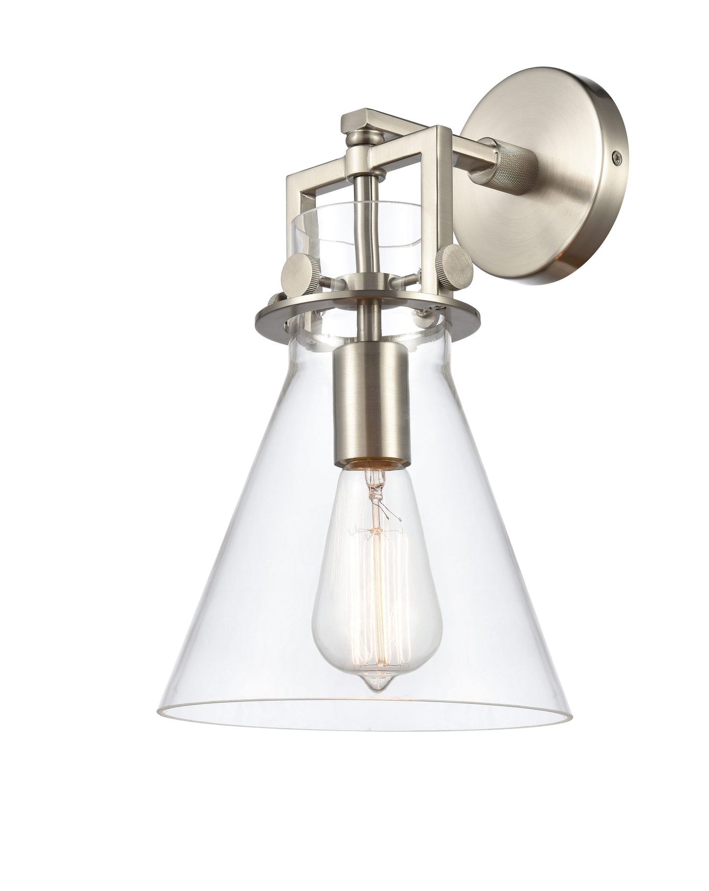 Innovations Lighting Newton Cone 8-in W 1 -Light Brushed Nickel Industrial Wall Sconce