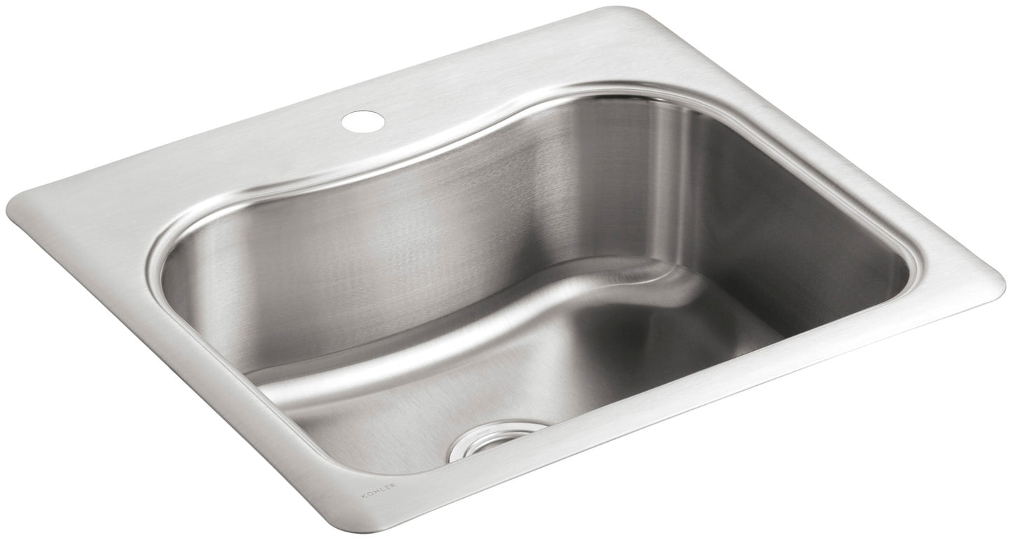 KOHLER Staccato Drop-in 25.0-in x 22-in Stainless steel Single bowl 18 -Gauge Kitchen Sink
