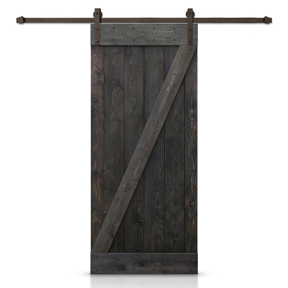 CALHOME 20-in x 84-in Charcoal Black Knotty pine Wood Solid core Single Barn Door (Hardware Included)