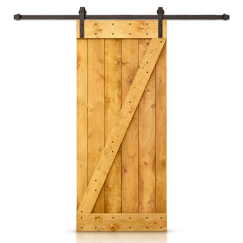 CALHOME 30-in x 84-in Colonial maple Pine Wood Solid core Single Barn Door (Hardware Included)