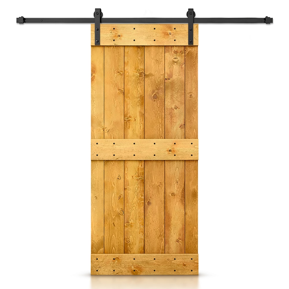CALHOME 48-in x 84-in Colonial Maple Knotty pine Wood Solid core Single Barn Door (Hardware Included)