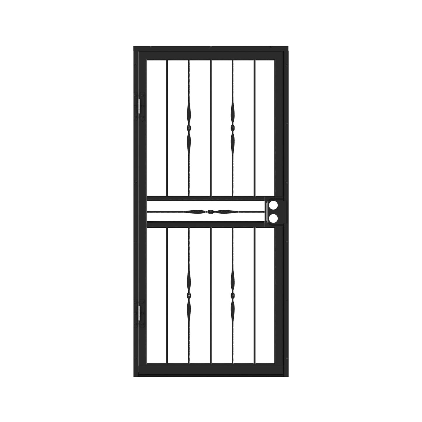 LARSON El Dorado 32-in x 81-in Black Steel Universal/Reversible Recessed Mount Tempered Glass Security Door