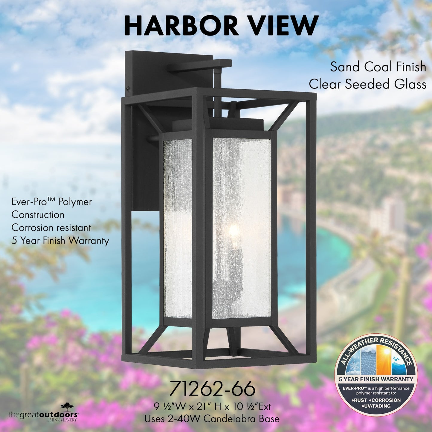 The Great Outdoors Harbor View 2 -Light 21-in H Matte Black Hardwired Outdoor Wall Light