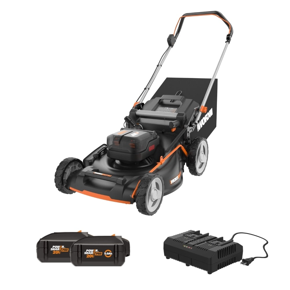 WORX Nitro Power Share 40-volt, 21-in Push Battery Walk Mower with (2 x 20-volt) 5 Ah Batteries